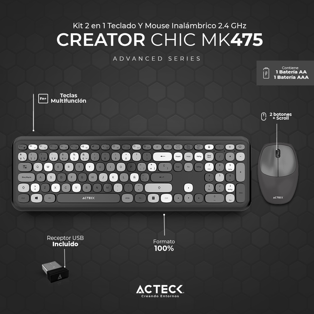 Kit de teclado y mouse ACTECK MK475 